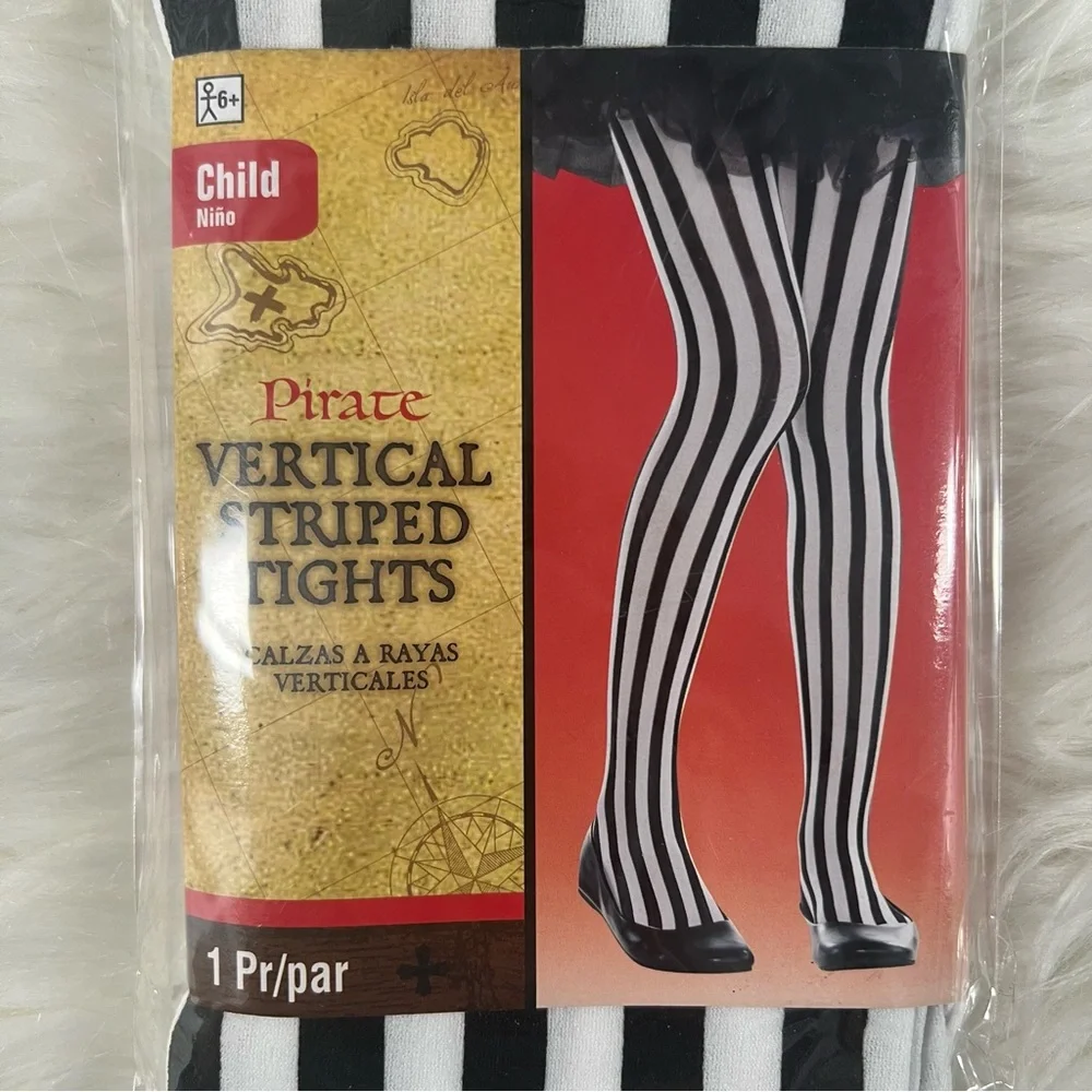 Black and White vertical Striped Tights NEW Child one size Halloween costume